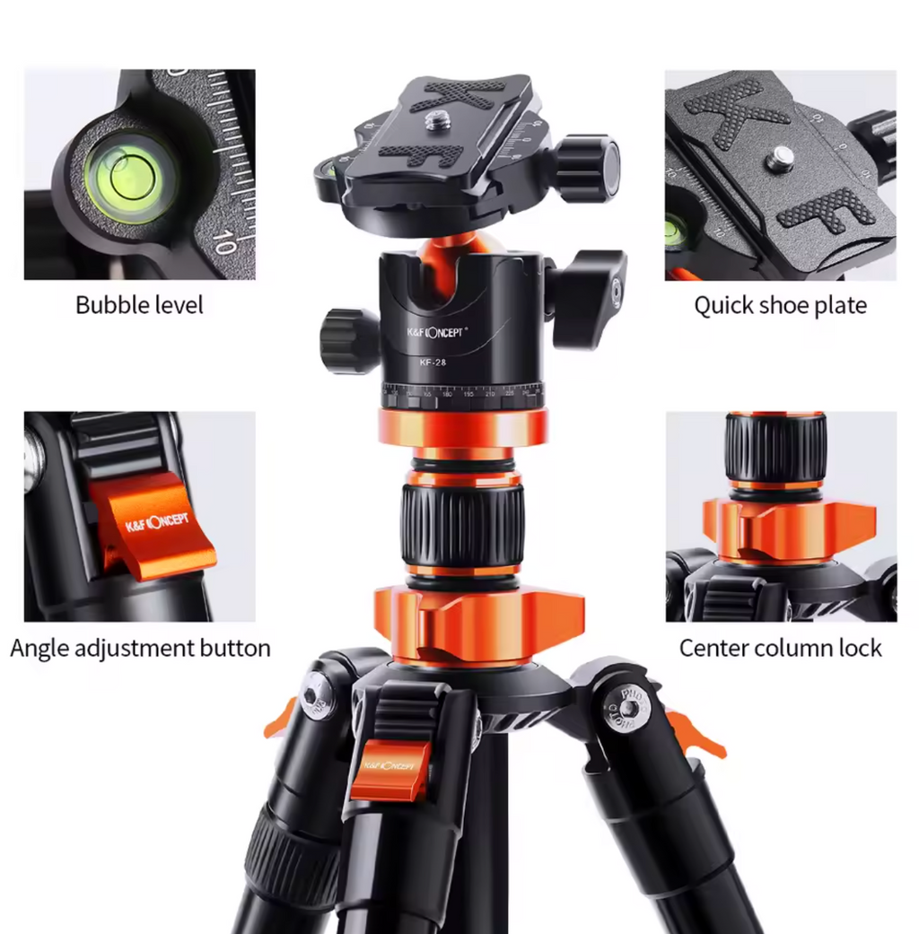 K&F Concept 2m Kamerastativ 10 kg Belastbarkeit 360° Grad Kugelkopf