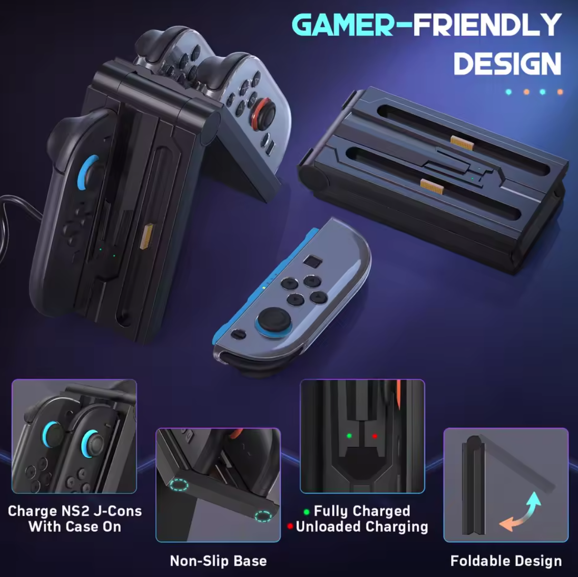 Ladestation 4in1 Joy-Con für Nintendo Switch 2 Ladedock Controller Ladegerät