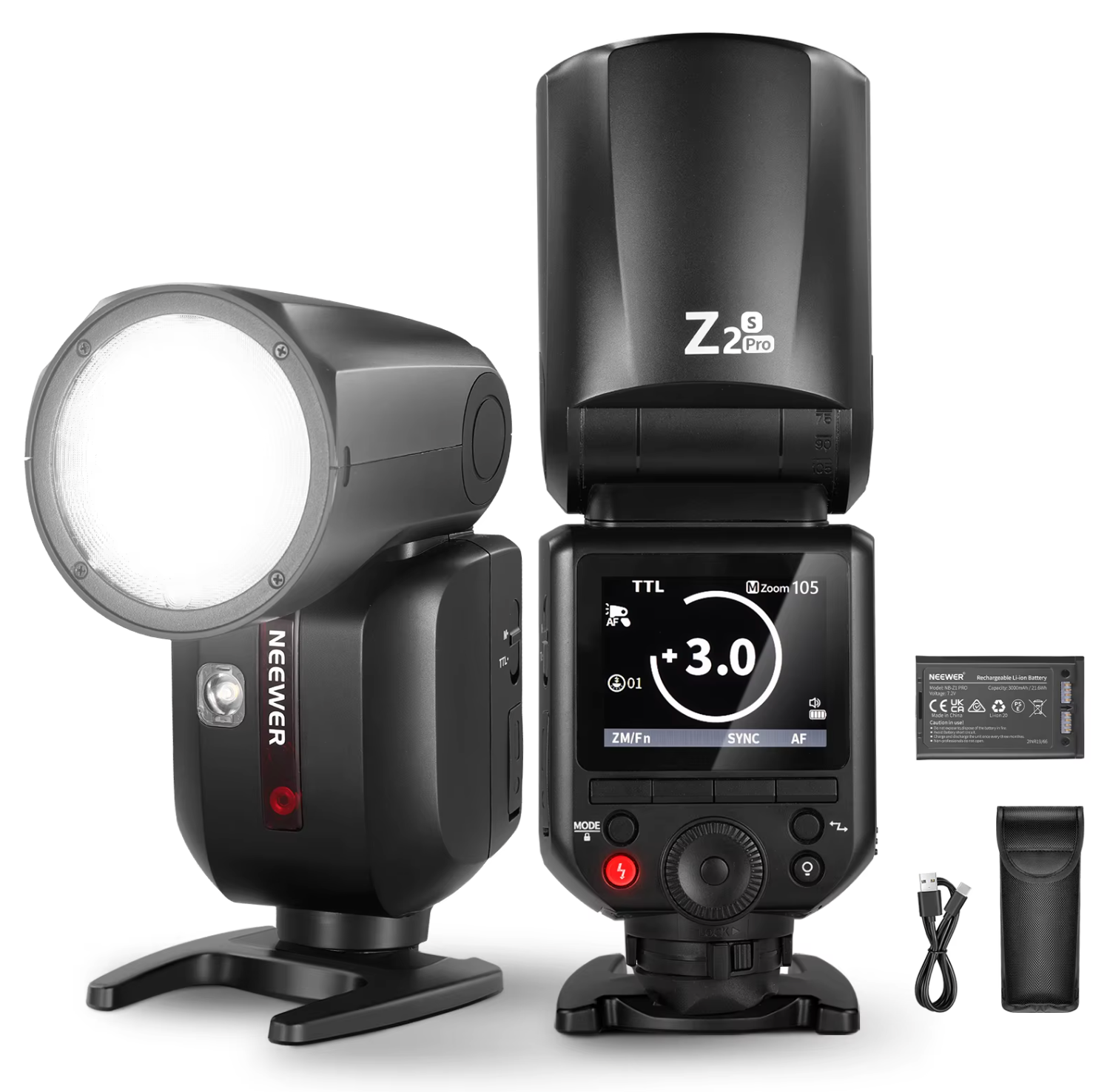 NEEWER Z2 PRO 2.4G TTL Rundkopf Blitzgerät kompatibel mit Sony Nikon Canon