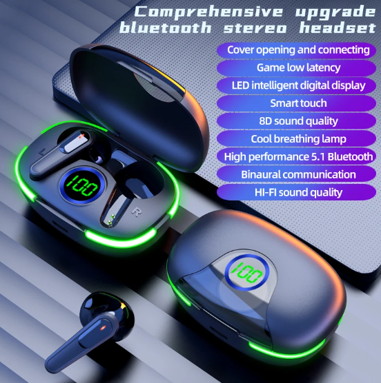 Bluetooth Kopfhörer In Ear kabellos Stereo Ohrhörer Schwarz mit Ladebox NEU
