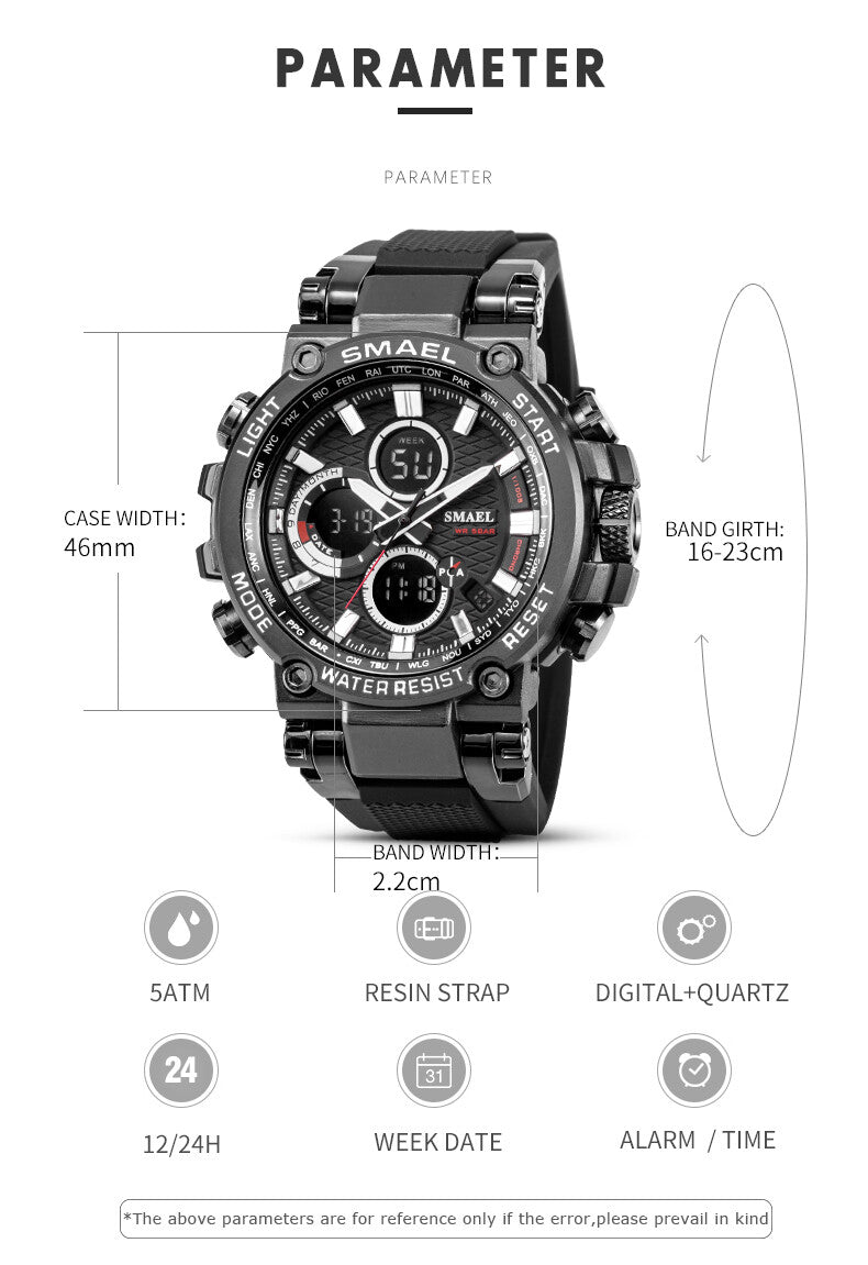 SMAEL 1803 Herrenuhr Farben Uhr Digital LCD Armbanduhr Wasserdicht Outdoor Sport