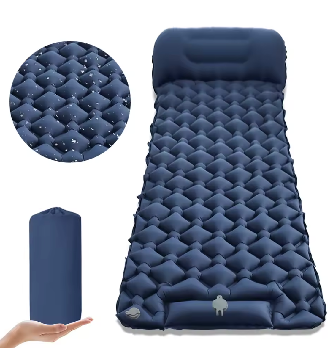Isomatte Einzelbett Camping Isomatte aufblasbar mit Kissen mit Fußpumpe