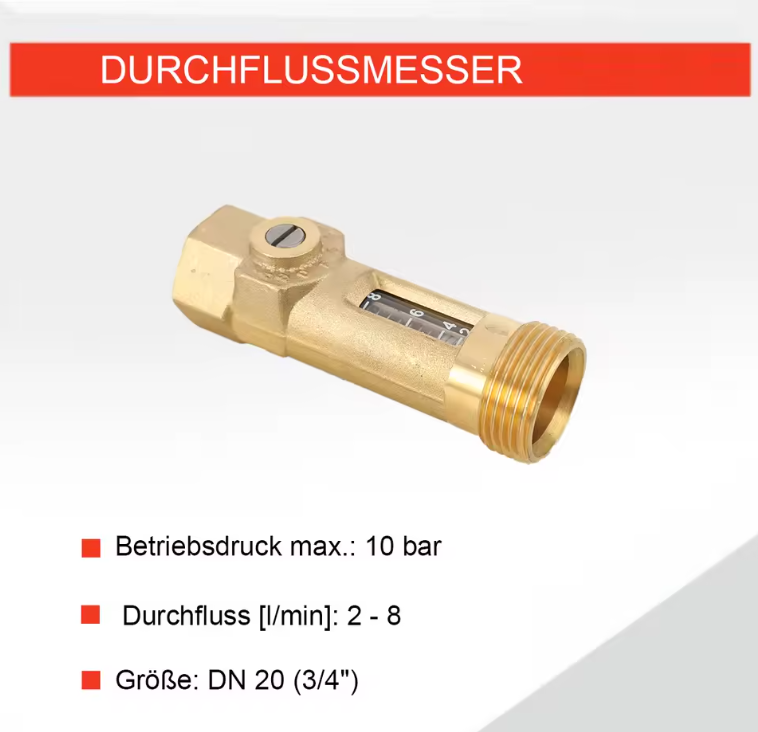 Durchflussmesser Wasser Durchflussleser Messer Ausgleichsventil DN20 2–8 l/min