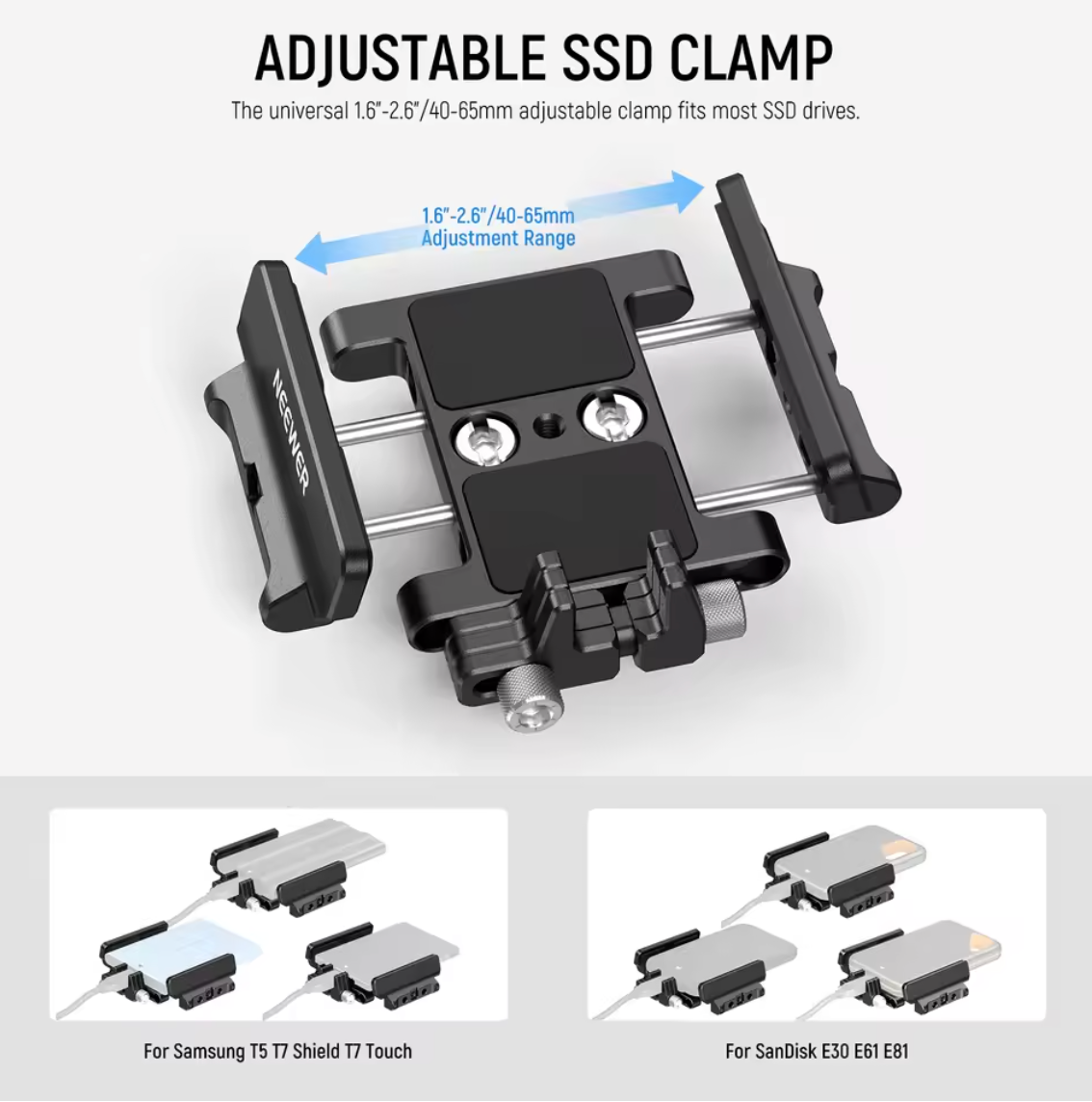 NEEWER SSD Halterung Kamera Kaltschuh Kabelklemme für SSD Universal