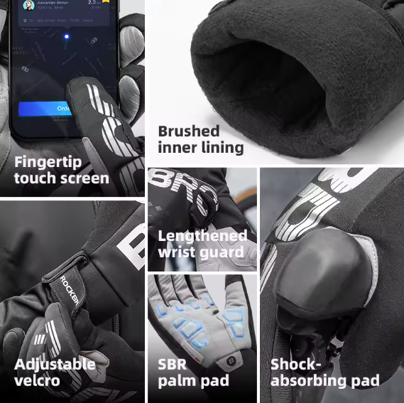 Rockbros Vollfinger Fahrrad Handschuhe Herbst Fahrradhandschuhe SBR Touchscreen