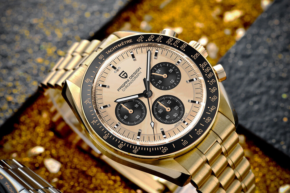 Pagani Desgin PD-1701 Moonwatch Herren Uhr Saphirglas Seiko VK63 Chronometer