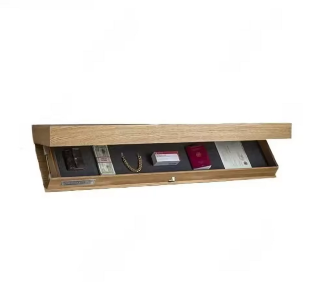 Wandmontiertes Regal mit Geheimfach Ausziehbare Schublade Holz Wandregal