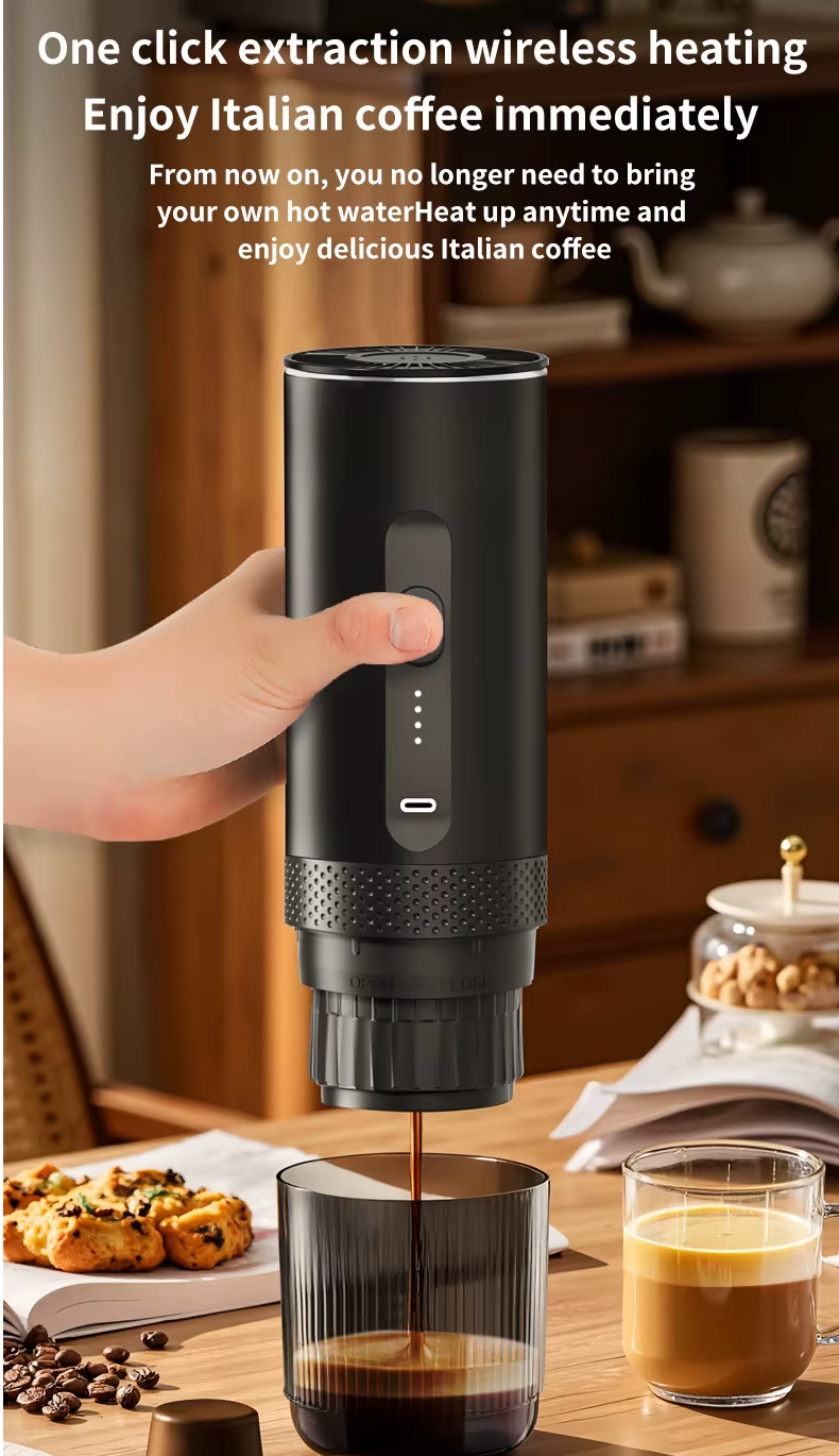 Tragbare Espressomaschine Kaffee Espresso Maschine kabellos Kapseln Kaffeepulver