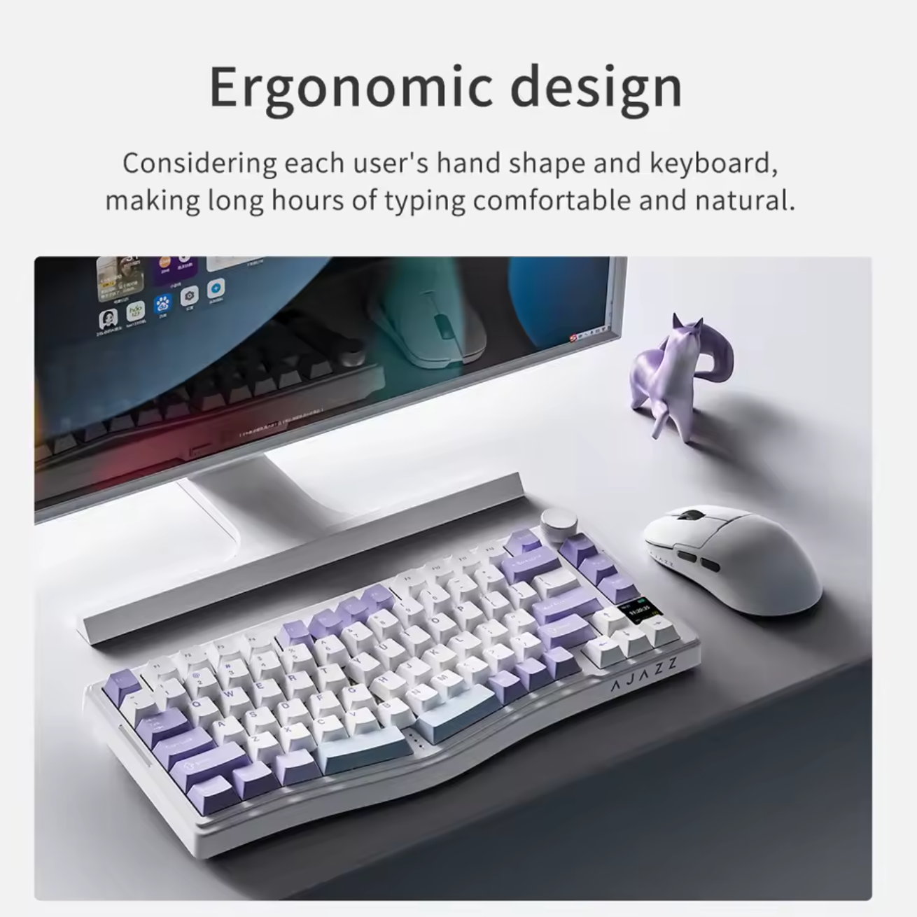 Ajazz AKS075 mechanische Tastatur 0,85 Zoll Bildschirm Ergonomische Tastatur