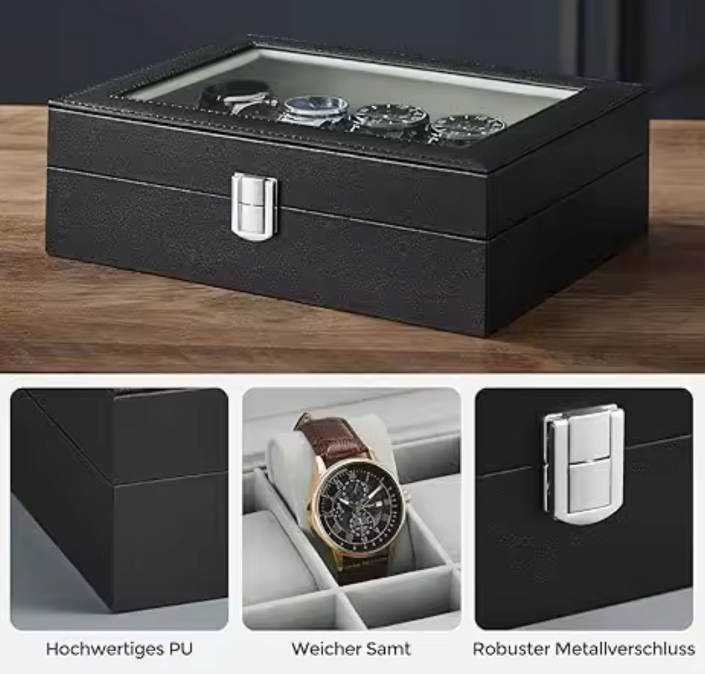 Uhrenbox Uhrenkoffer Uhrenkasten Uhrentruhe Uhrenschatulle Für 10 - 24 Uhren