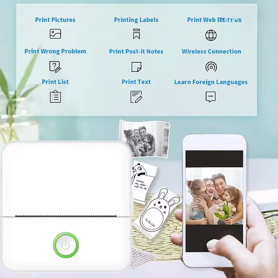 Mini Drucker Handy Bluetooth Fotodrucker Sticker Drucker Thermodrucker