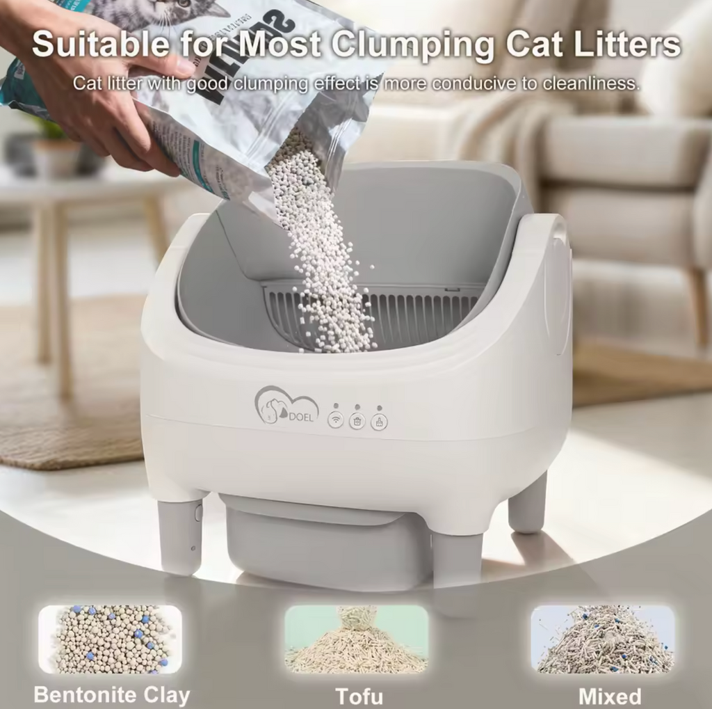 DOEL Automatische Katzentoilette Smart Katzenklo Selbstreinigung Offen Beutel