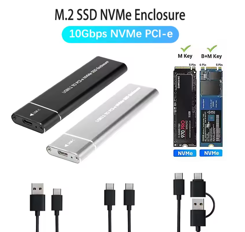 M.2 SSD Gehäuse M2 NVMe USB 3.1 Externes Gehäuse 10Gbps PCIe SSD Adapter