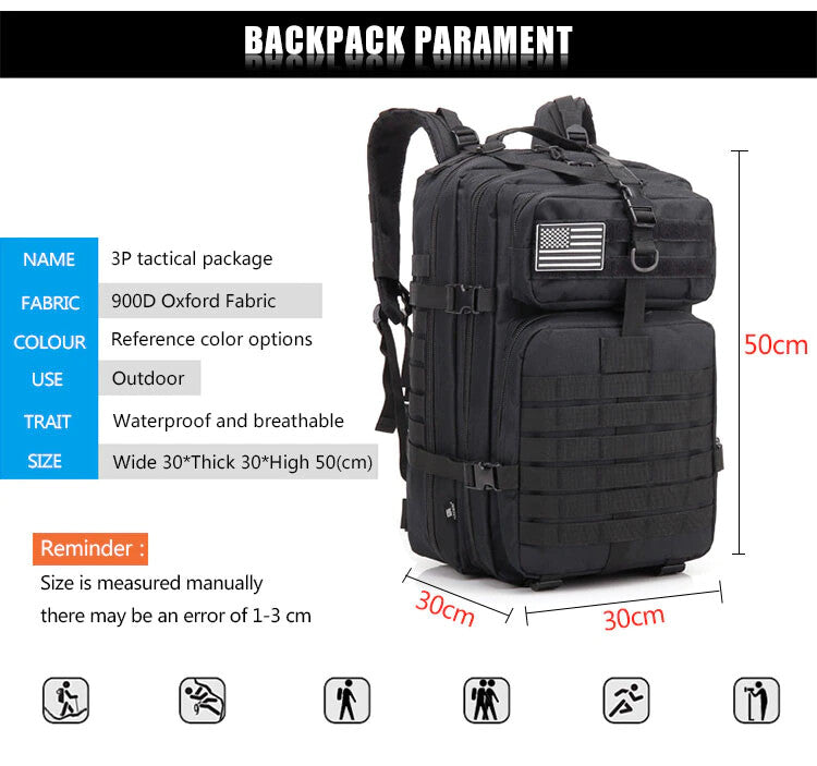 US 50L Militär Rucksack Army Bundeswehr Kampf Tasche Wasserresistent Wandern
