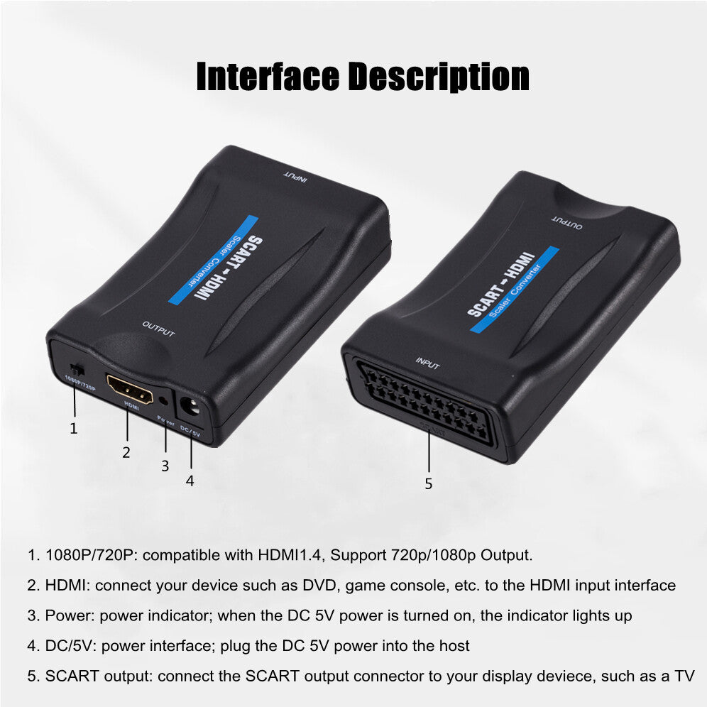 Scart zu auf HDMI Konverter Adapter Converter Wandler 1080P HD TV AV Scaler
