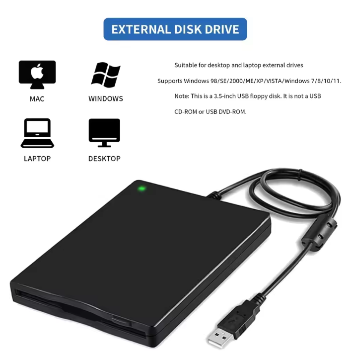 USB Diskettenlaufwerk externes Disketten Laufwerk 3.5 Zoll Disketten 1,44Mb