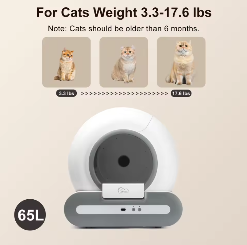 Automatische Katzentoilette Katzenklo Selbstreinigung 65L APP Steuerung DOEL