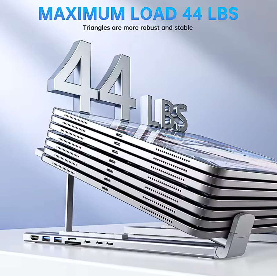 Aluminium 7-in-1 Laptop Ständer HUB mit SD/TF, USB, HDMI, PD100W, USB-C