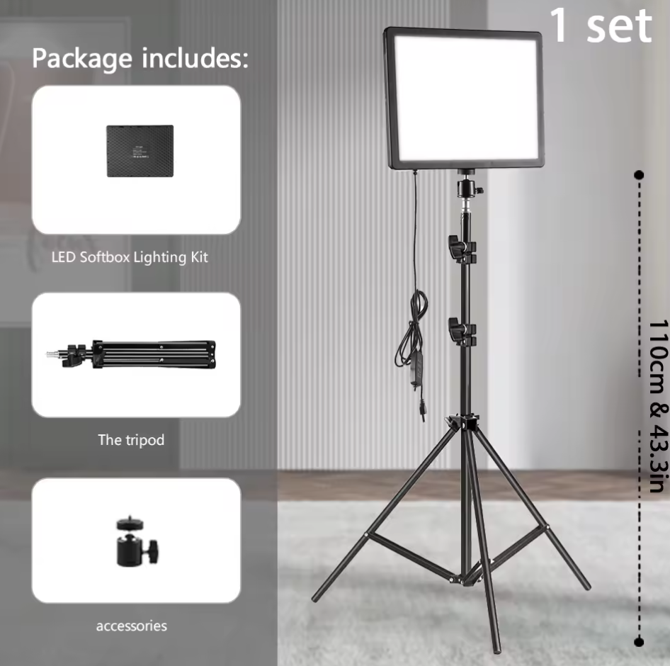 LED Studiolicht mit Stativ Softbox Selfie Lampe Dimmbar Temperatur Einstellbar