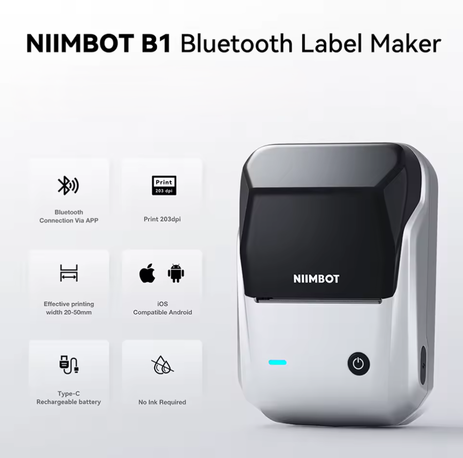 Niimbot B1 Kabelloser Etikettendrucker Bluetooth Thermodrucker Sticker Drucker