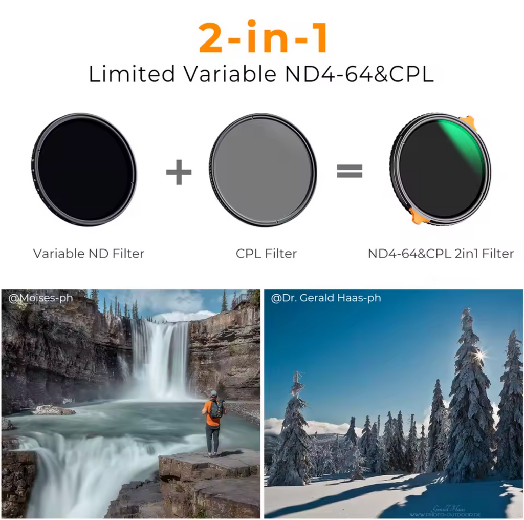 K&F Concept Variabler ND-Filter Kamerafilter ND4 bis ND64 Zirkular Polarisiert