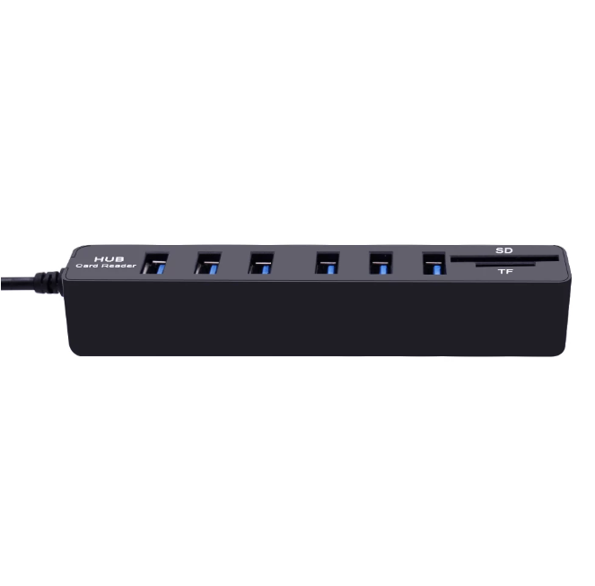 USB HUB 6 Port Adapter mit MicoSD & SD-Kartenleser Notebook Laptop PC Macbook