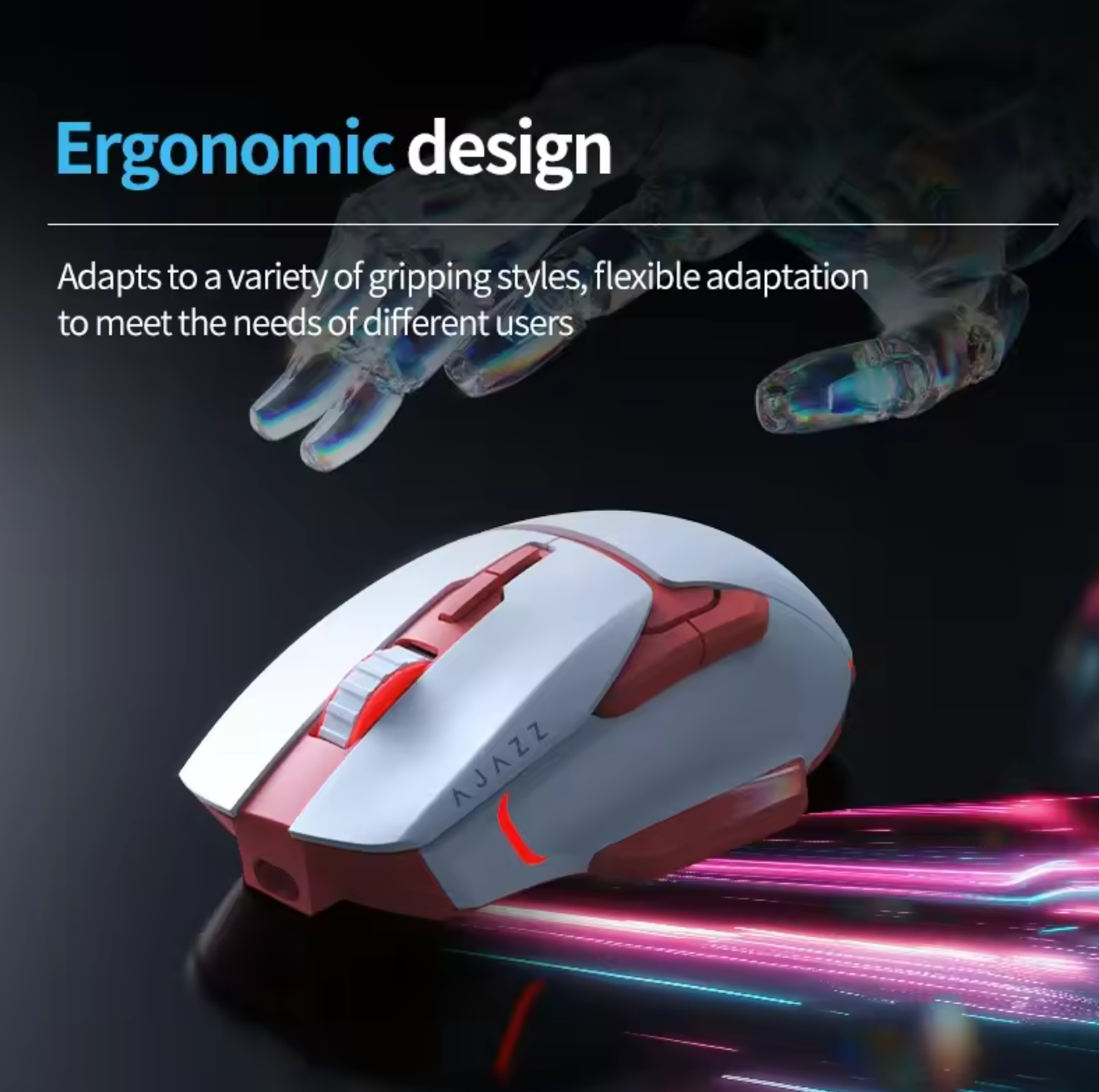 Ajazz AJ039 RGB Maus Tri-Mode USB 2,4Ghz Bluetooth 7200 DPI Gaming Maus