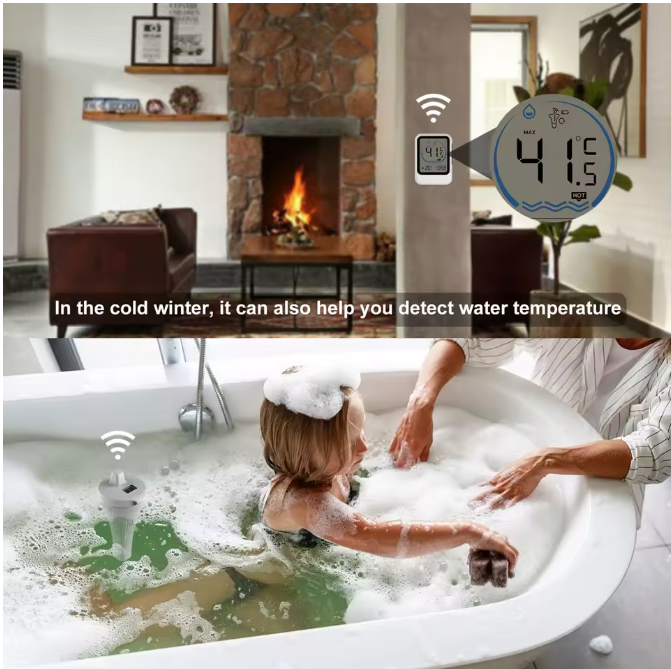 Pool Thermometer Funk Kabellos Wireless Digital Bildschirm Schwimmbad Aquarium