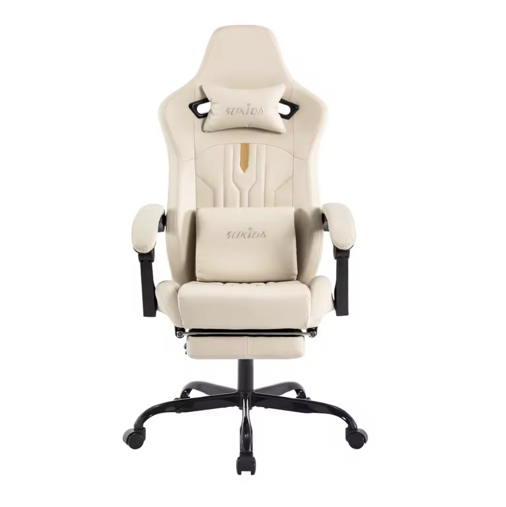 Gamingstuhl Bürostuhl Schreibtischstuhl mit Fußstütze Lederimitat Ergonomisch