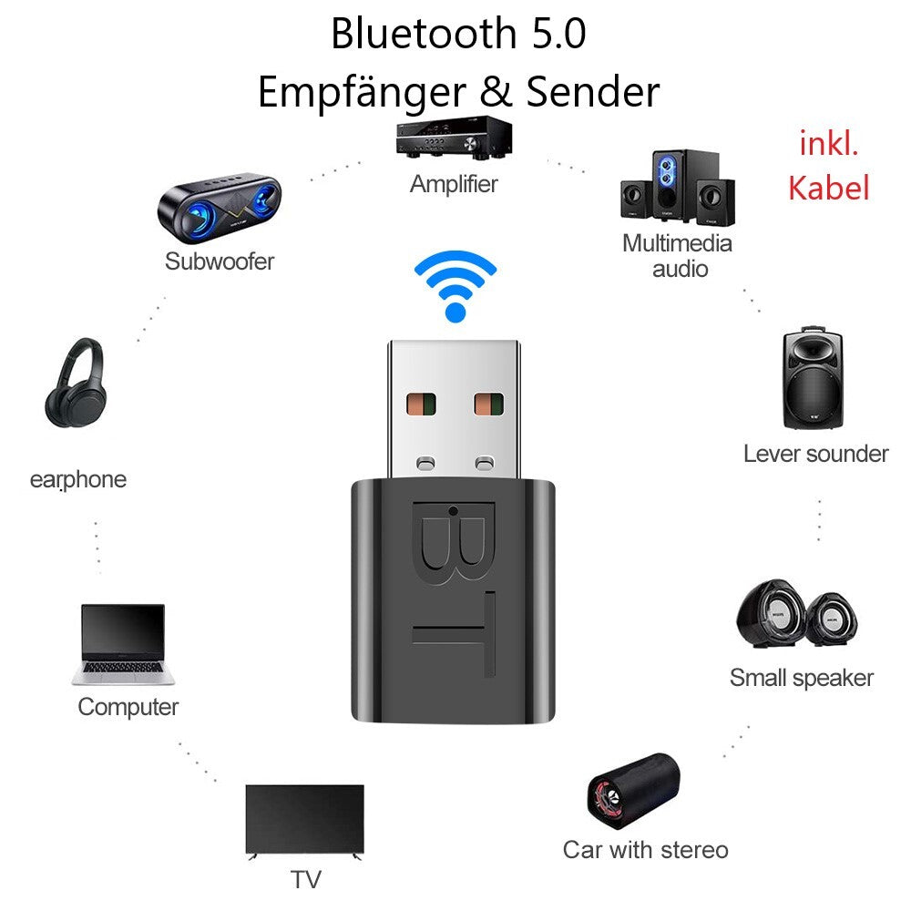 2-in-1 Bluetooth Transmitter Empfänger 2 in 1 TV PC Audio Adapter Sender 3.5mm