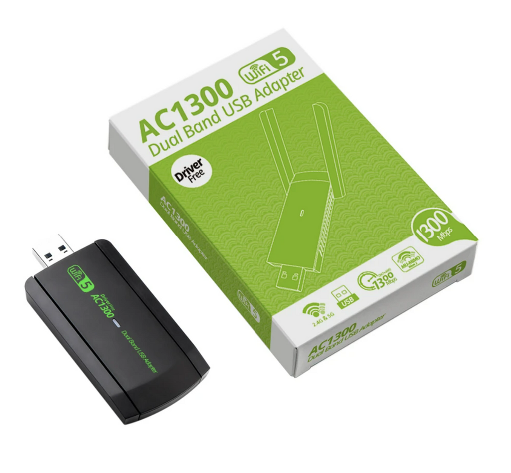 AC 1300 MBit Mini WLAN Stick Dual Band 2.4/5.8 GHz Dongle USB 2.0 WiFi Adapter