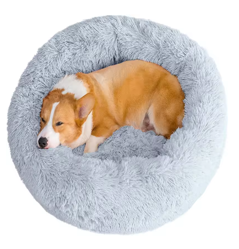 Hundebett Kuschelbett Haustierbett Hundekorb Plüsch Donut Kissen waschbar