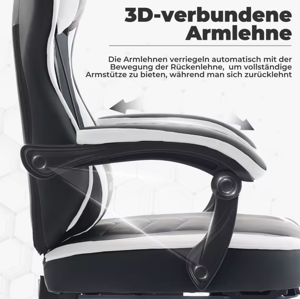 Gamingstuhl Bürostuhl Schreibtischstuhl mit Lendenkissen Lederimitat Ergonomisch
