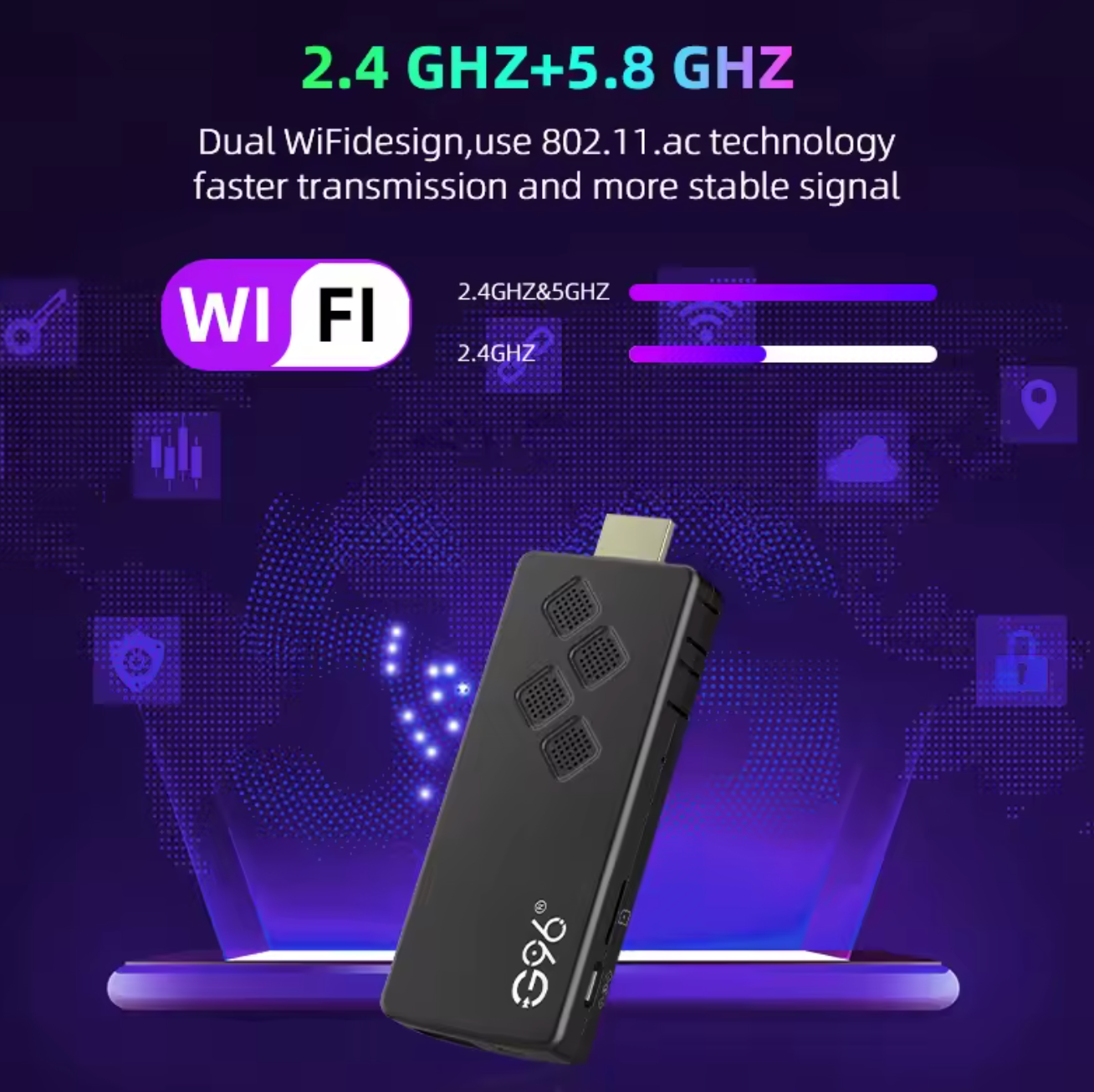 G96 TV Stick Android TV Box Streaming Box 16GB 4K Ultra HD Chromecast Support