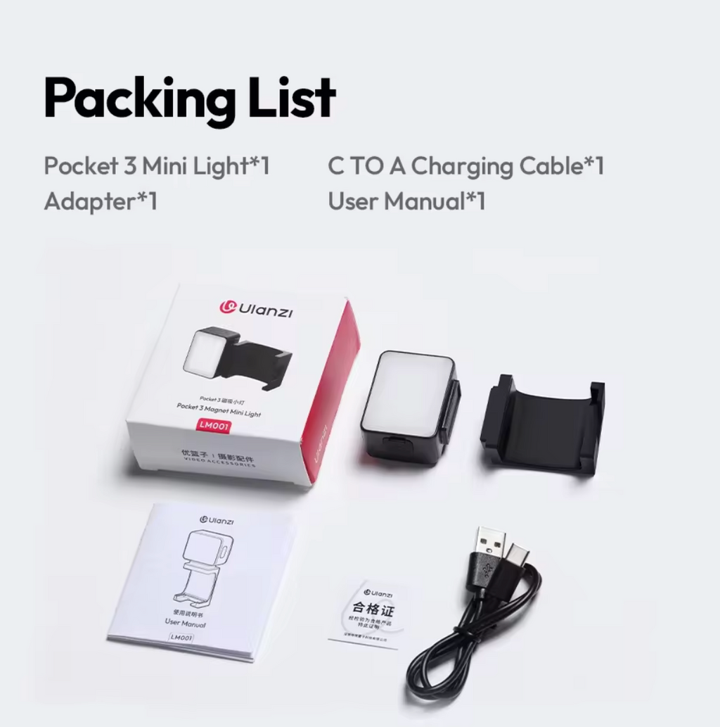 Ulanzi LM001 Fülllicht für DJI Osmo Pocket 3 Kamera dimmbar LED Lampe