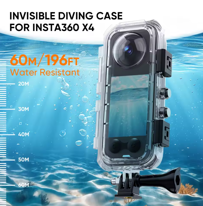 Dive Case für Insta360 X4 Invisible Divecase Tauchgehäuse 60M Schutzhülle