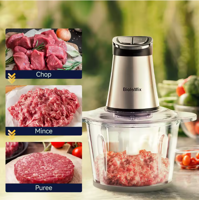 Gemüse Fleisch Zerkleinerer BioloMix elektrisch Zwiebelschneider Schneider