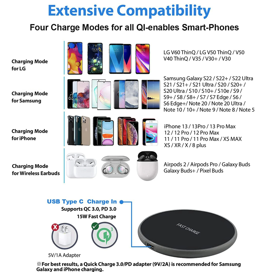 30W Kabelloses Ladegerät Schnelllader Ladeschale für Samsung Apple iPhone Xiaomi