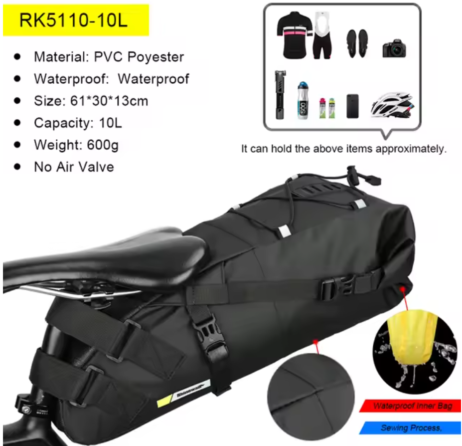 Fahrrad Satteltasche Fahrradtasche Tasche Wasserdicht 10L 13L Rhinowalk
