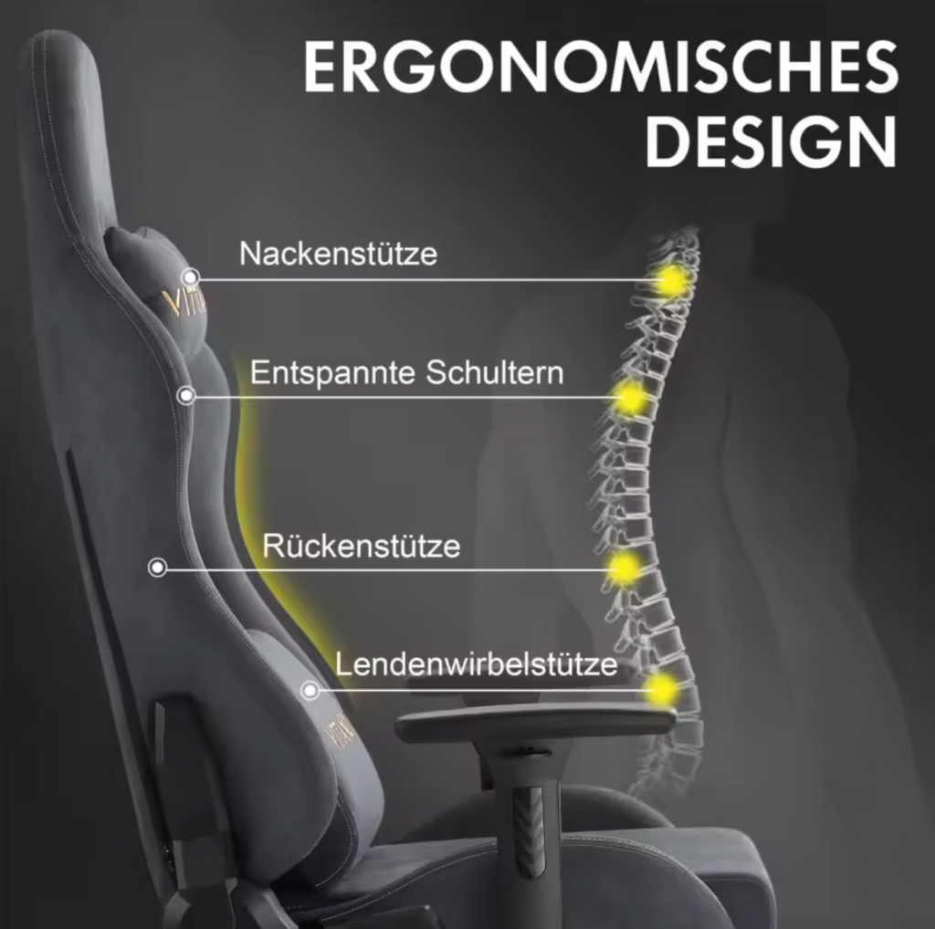Gamingstuhl Bürostuhl Schreibtischstuhl Computerstuhl Lederimitat Ergonomisch