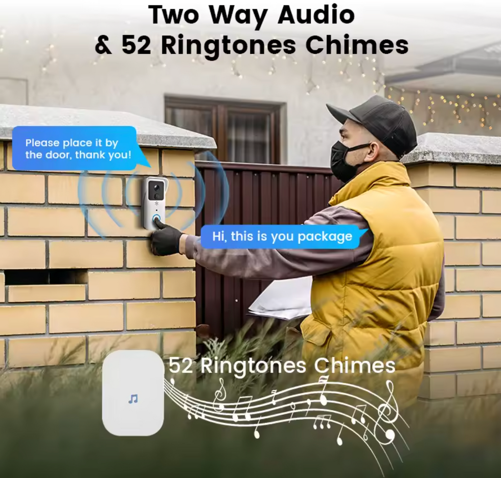 Video Türklingel WiFi Wlan 2,5G 1080p Smart Türklingel Kabellose Klingel