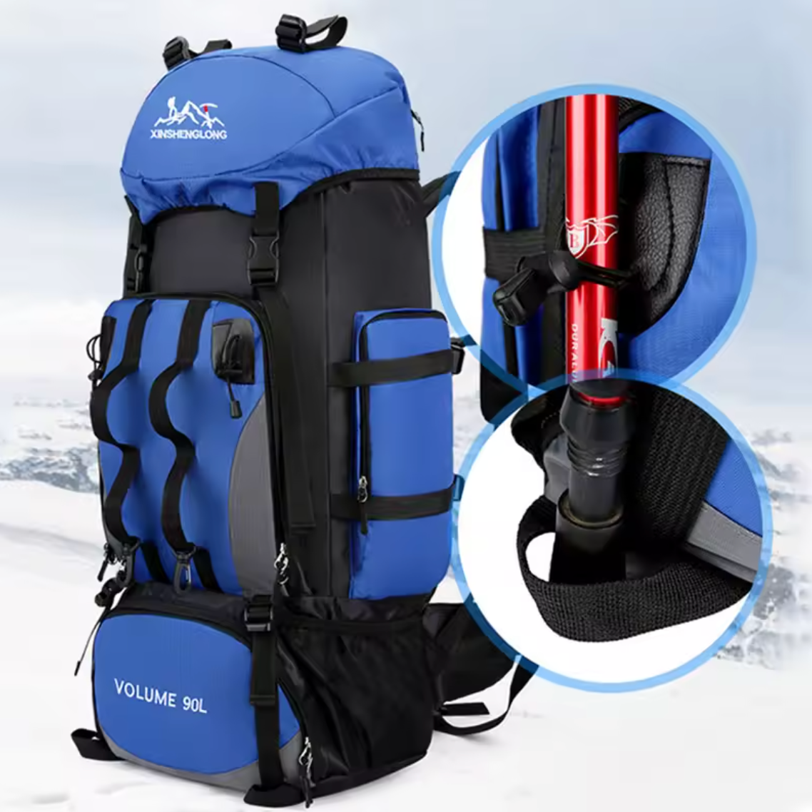 90L Wanderrucksack Rucksack Camping Trekking Wasserresistent Outdoor Ausrüstung
