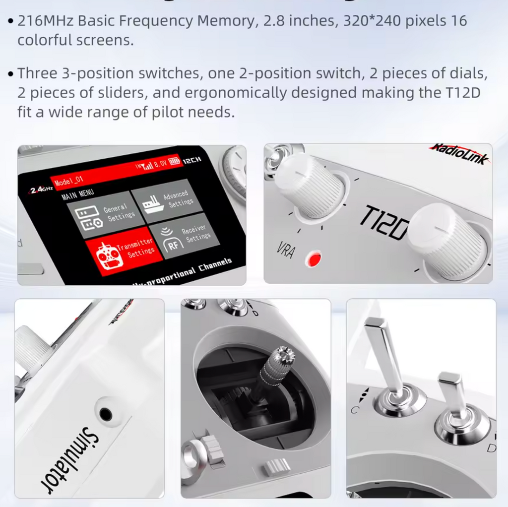 Radiolink T12D 2,4Ghz Fernbedienung 12CH Sender Pultfernsteuerung mit R12F