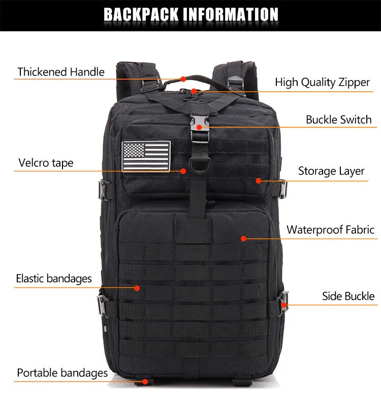 US 50L Militär Rucksack Army Bundeswehr Kampf Tasche Wasserresistent Wandern