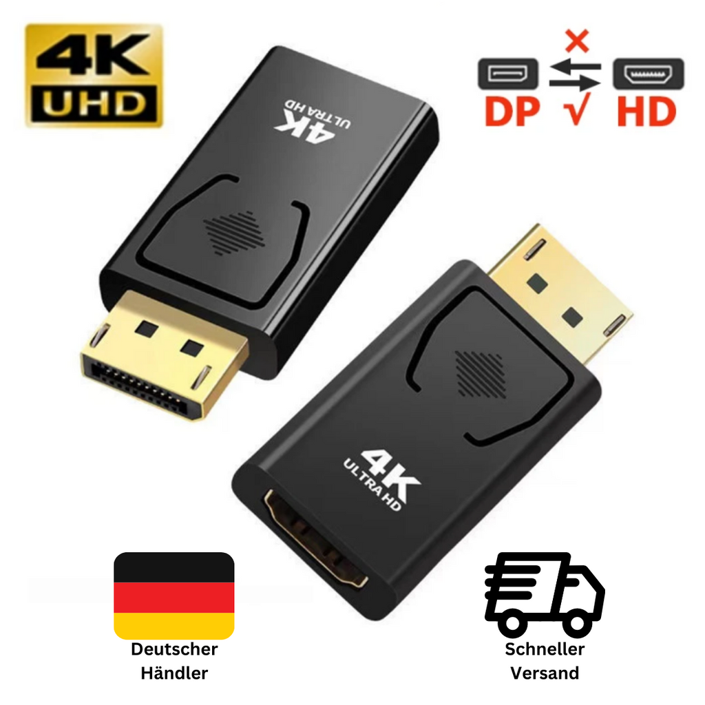 DP auf HDMI Adapter Displayport Konverter Stecker 1080p FullHD AudioVideo UHD 4K