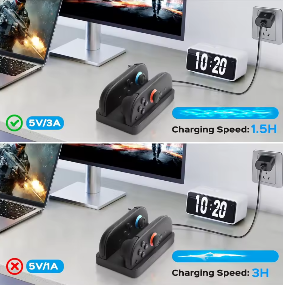 Ladestation für Nintendo Switch 2 Joycons Dock Ladestation mit LED Anzeige USB-C