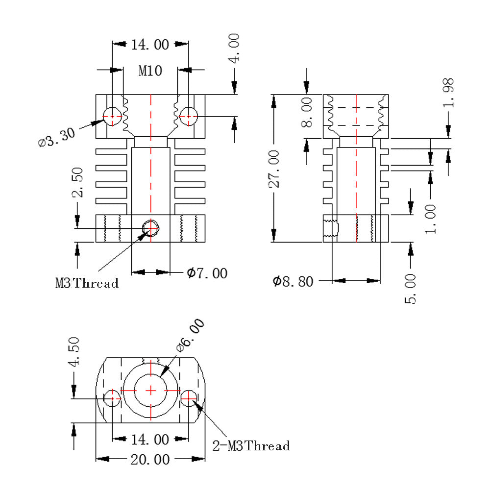 3D-Drucker Hotend Ersatzteil für Creality CR-10 / Ender Pro Bowden Printer 12V