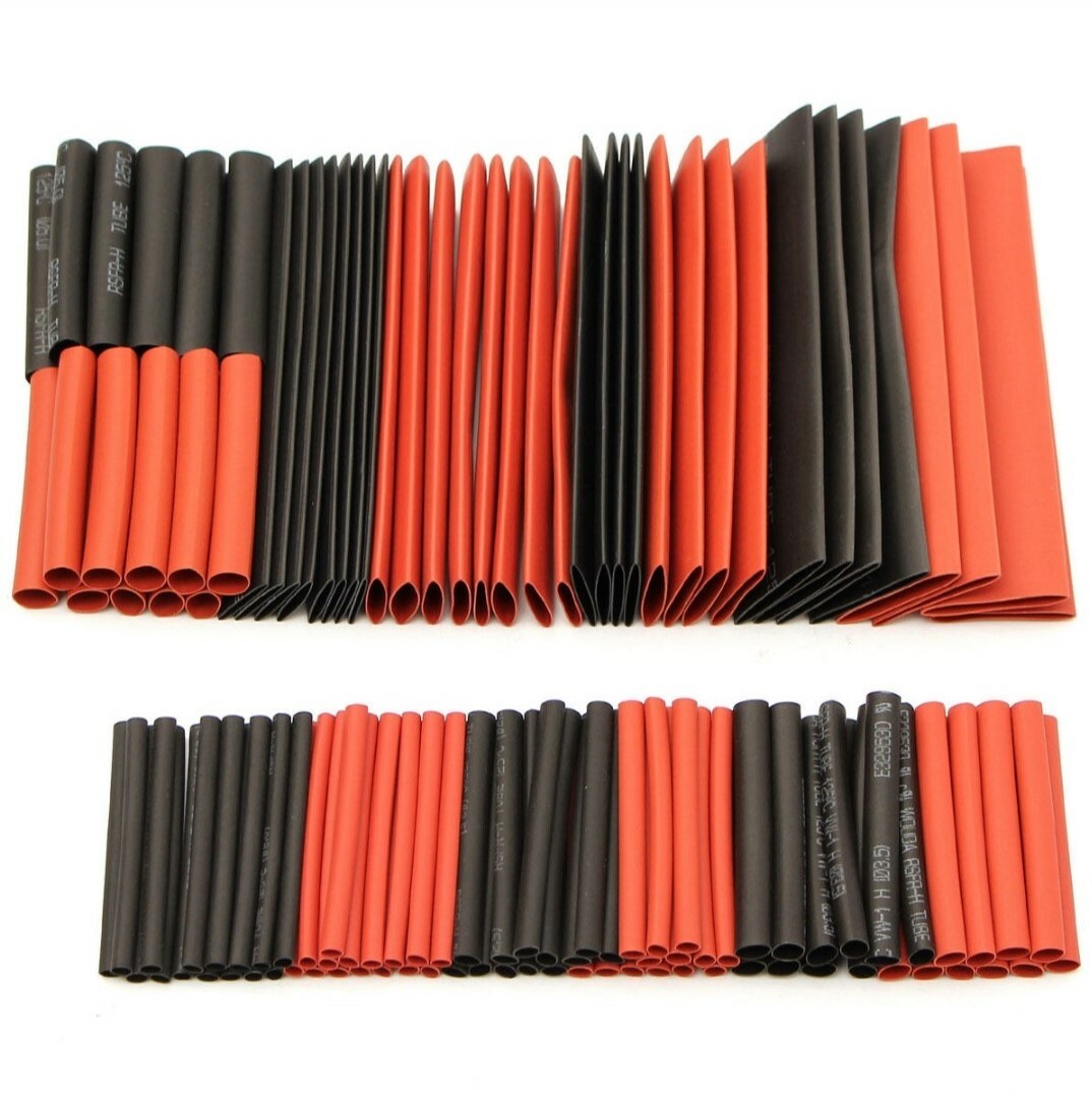 Schrumpfschlauch Set Sortiment, 127-tlg Set Schrumpfschläuche in Schwarz und Rot