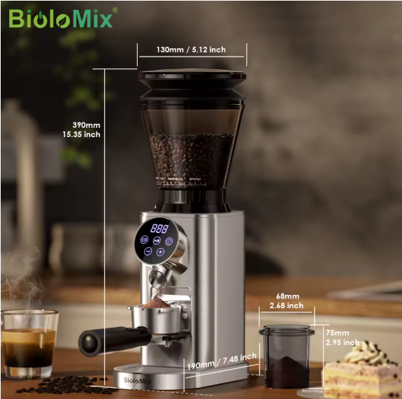 Kaffeemühle Biolomix elektrisch 150 W Kaffeebohnen Espresso Mühle