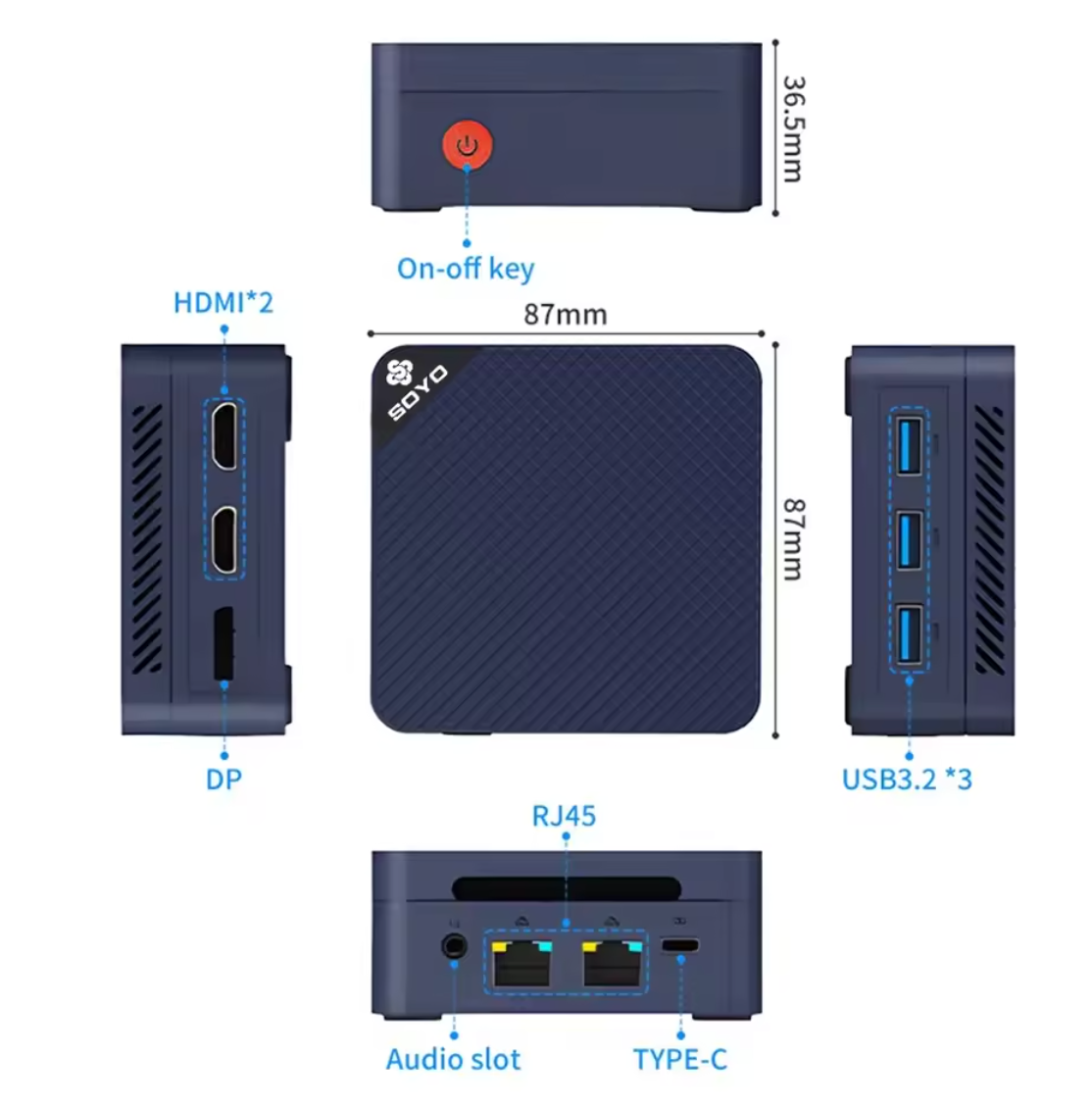 Soyo Mini PC M4 Mini Intel N150 CPU 12GB DDR5 Ram 512GB SSD